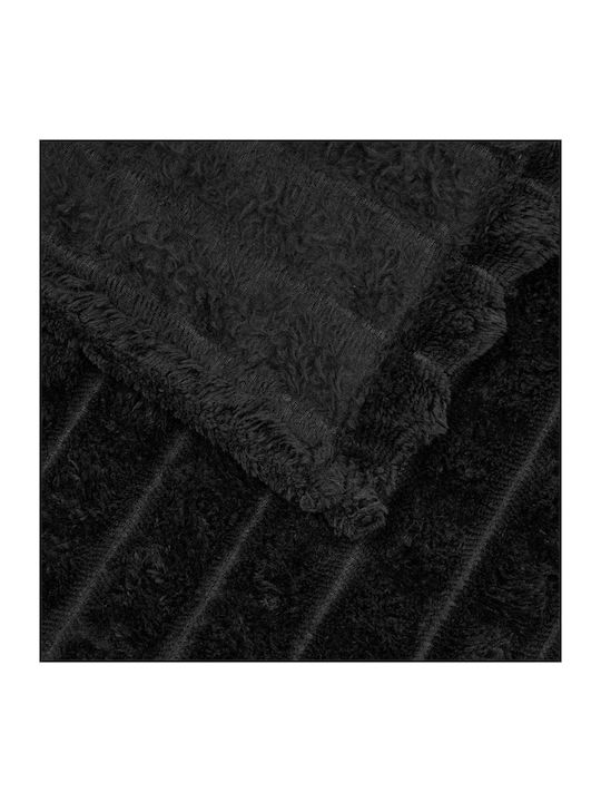 vidaXL Ριχτάρι Πολυθρόνας Fleece 200x150εκ. Μαύρο