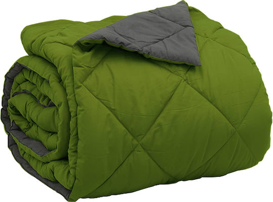 vidaXL Super King Blanket 220x240cm Green and Charcoal
