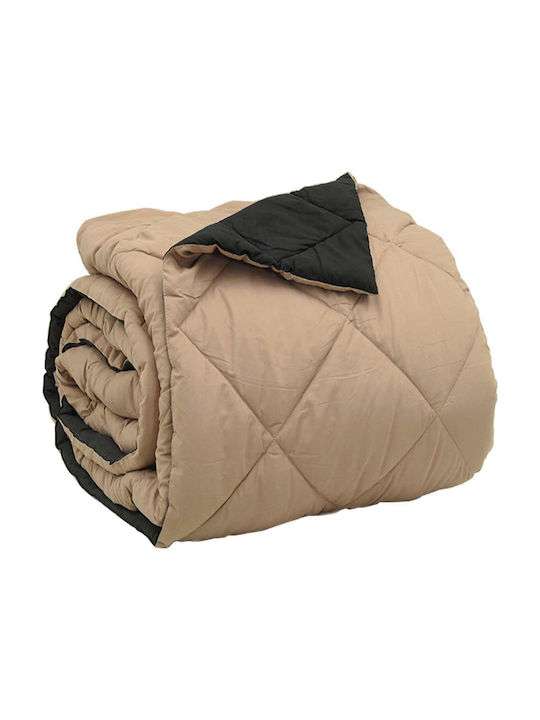 vidaXL Double Blanket 220x200cm Black and Tan