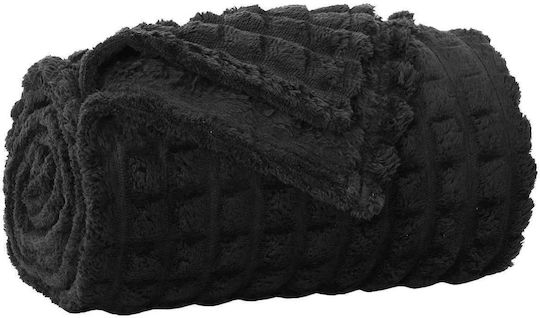 vidaXL Fleece Blanket Double 200x150cm Black