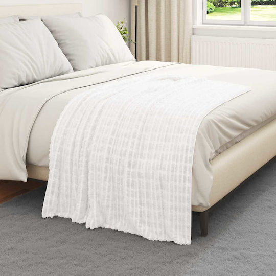 vidaXL Fleece Blanket Single 150x130cm White