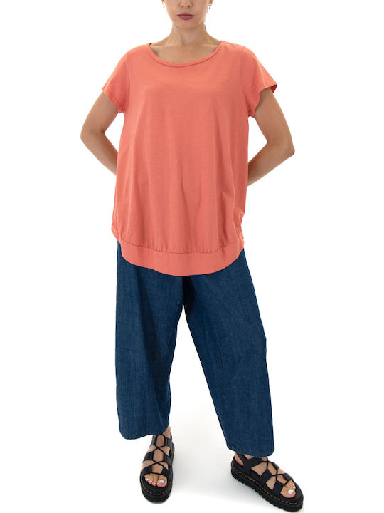 Damen Bluse Baumwolle Coral