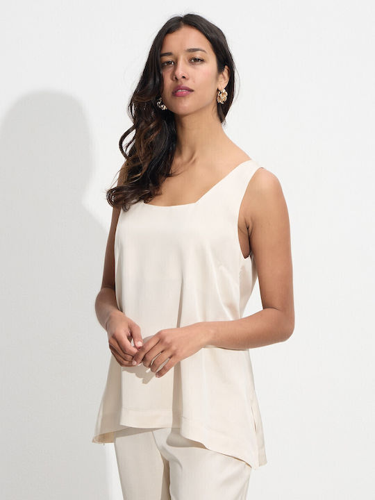 Women's Blouse Sleeveless Beige