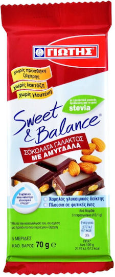 Giotis Sweet & Balance Stevia Leckereien aus Schokolade Milch Amygdala mit Stevia 70gr 1Stück