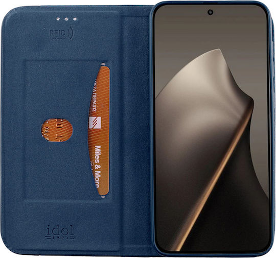 Idol 1991 Elite Anti-rfid Книга Изкуствена кожа / Силикон Син (Xiaomi 15T Pro)