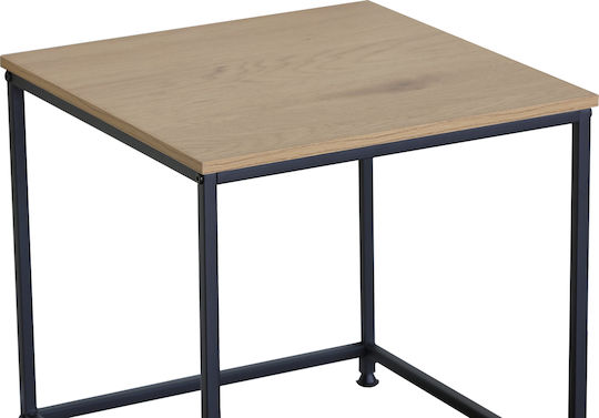 Square Side Coffee Table Kivos Metal Sonoma Black W45xL45xH45cm