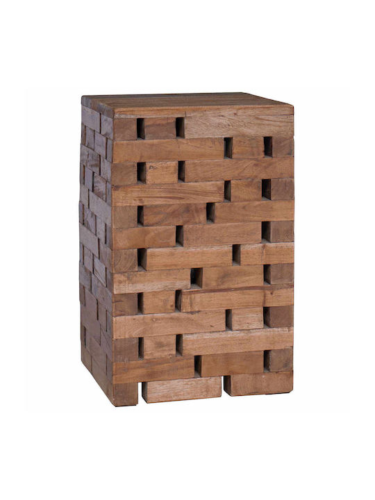 Square Side Table Made of Solid Wood Beige 29x29x48 cm