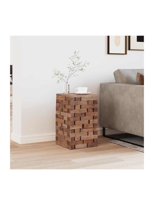 Square Side Table Made of Solid Wood Beige 29x29x48 cm