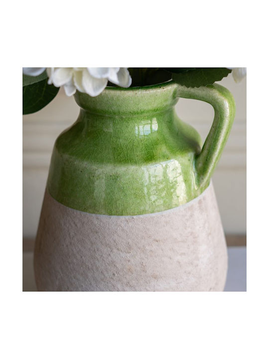 Artekko Candia Vază Ceramică Verde Bej 15.5x14.5x20 Cm