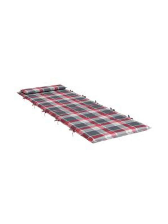 vidaXL Sunbed Cushion with Backrest Red and Grey 60x178 cm