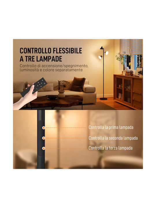 LED Floor Lamp with RGB Light Black