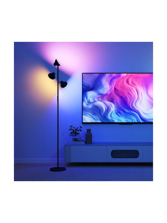 LED Floor Lamp with RGB Light Black