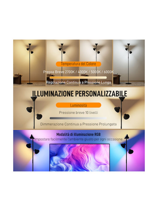 LED Floor Lamp with RGB Light Black