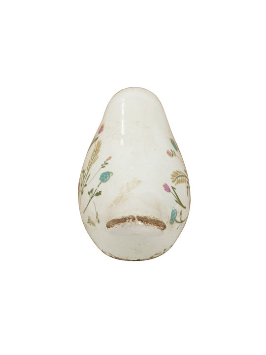 Artekko Aging White Ceramic Decorative Bird Flowers 20.5x9x11.5 Cm