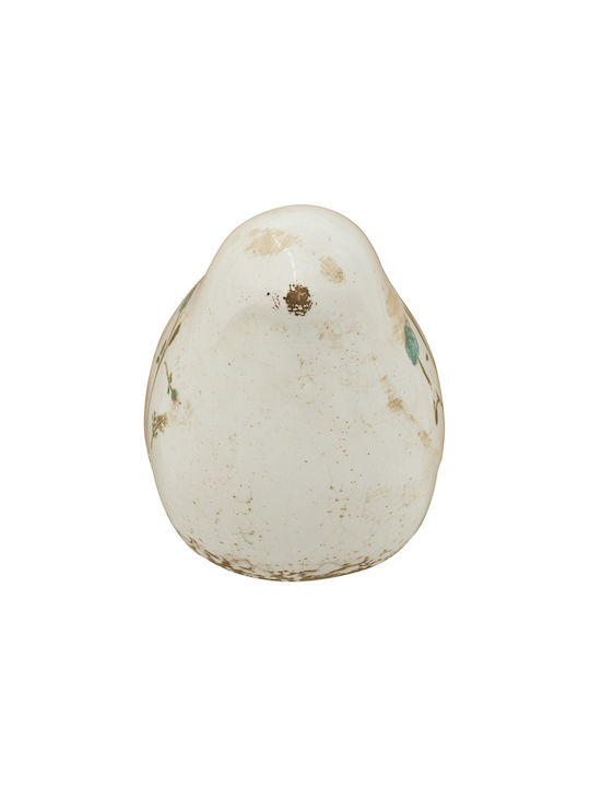 Artekko Aging White Ceramic Decorative Bird Flowers 20.5x9x11.5 Cm