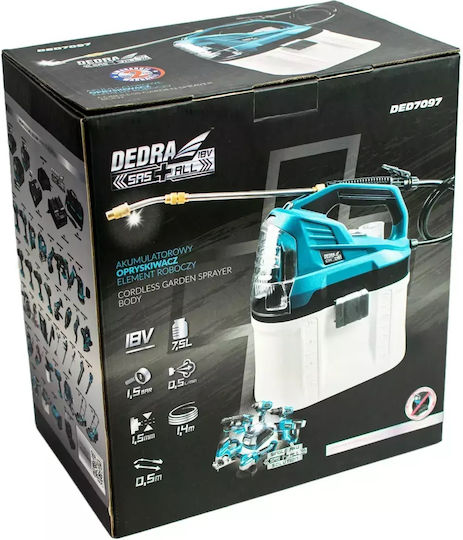 Dedra Drucksprüher 18V Batterie mit Kapazität 7.5Es 1.5bar