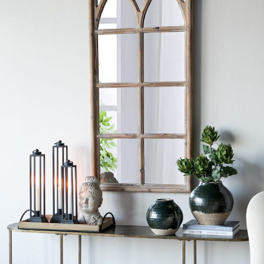 Artekko Metallic Lanterns Set Black 10x10x48cm 3pcs
