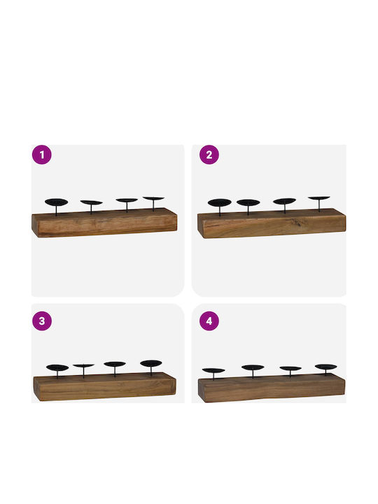 vidaXL Wooden Candle Holder in Brown Colour 50x10x15cm Various Colors