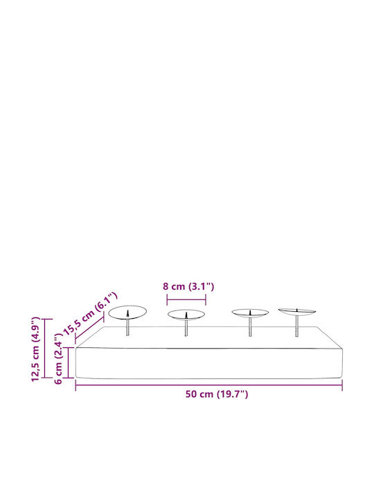 vidaXL Wooden Candle Holder in Brown Colour 50x10x15cm Various Colors
