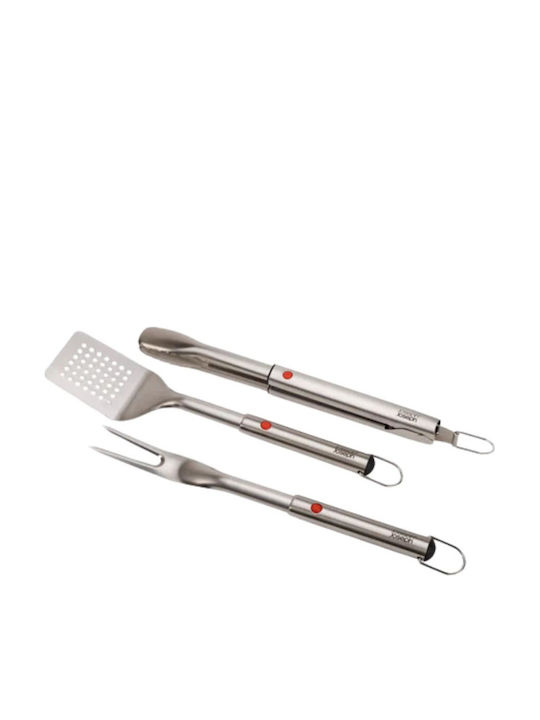 Joseph Joseph Set of 3 BBQ Tools with Carving Fork, Spatula, and Tongs