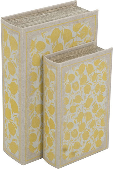 Artekko Buch Dekorative Buchbox Holz Stoff Beige Gelb Set/2 Artekko Buch Dekorative Buchbox Holz Stoff Beige Gelb Set/2