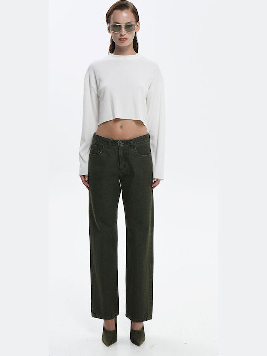 Γυναικείο Crop Top Βαμβακερό Μακρυμάνικο Λευκό