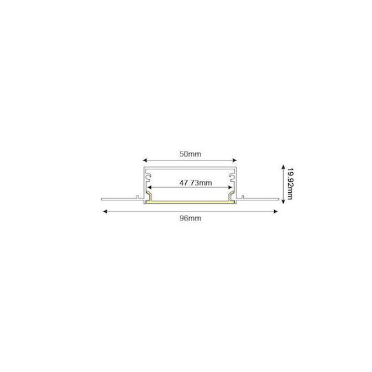 Aca Texa Gemauert Aluminiumprofil für LED-Streifen mit Opal Abdeckung 200cm