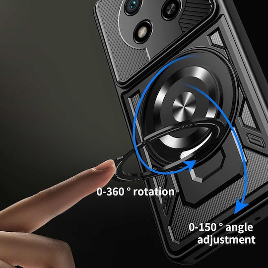 Techsuit Ruggedcam Umschlag Rückseite Silikon Schwarz (Honor Magic8 Lite - Techsuit)