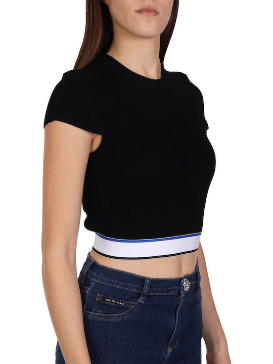 Women's Crop Top Short Sleeve Black