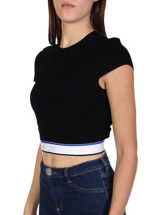 Women's Crop Top Short Sleeve Black