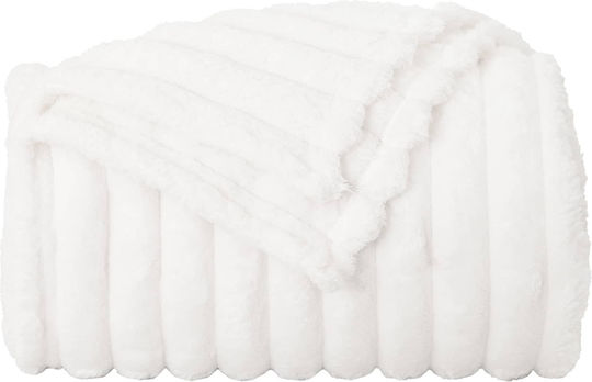 vidaXL Ριχτάρι Διθέσιου Καναπέ Fleece 270x240εκ. Λευκό