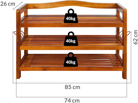 Suport pentru pantofi din Lemn Masiv L85xW26xH62cm