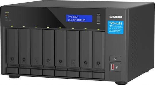 QNap NAS Tower με 8 θέσεις για HDD/M.2/SSD και 2 θύρες Ethernet (TVS-H874T-I7-32G)