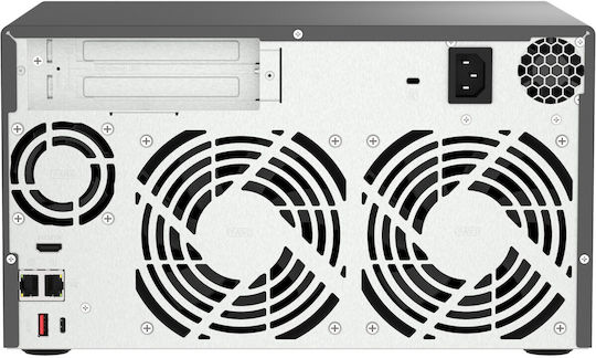 QNap TVS-h874 NAS Tower with 8 slots for HDD/M.2/SSD and 2 Ethernet ports