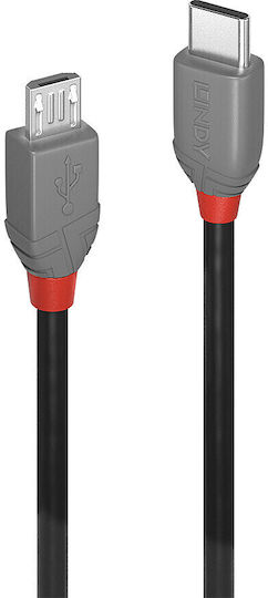 Lindy USB 2.0 Cable USB-C male - micro USB-A Μαύρο 0.5m 36890