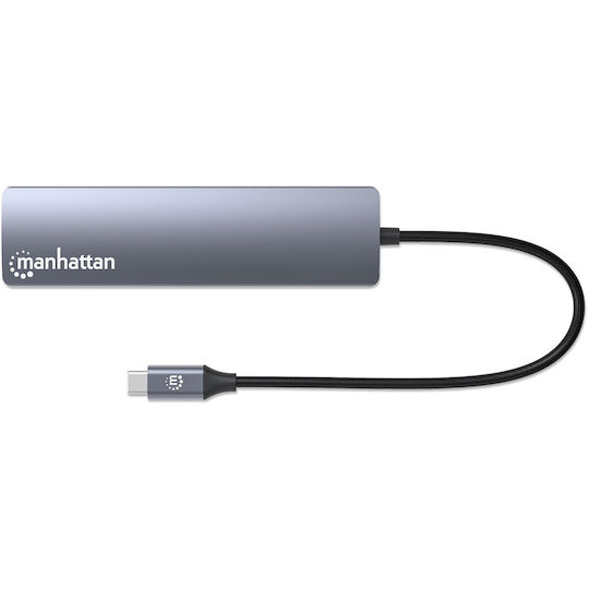 Manhattan USB-C Docking Station with HDMI 4K PD Ethernet Gray (153966)