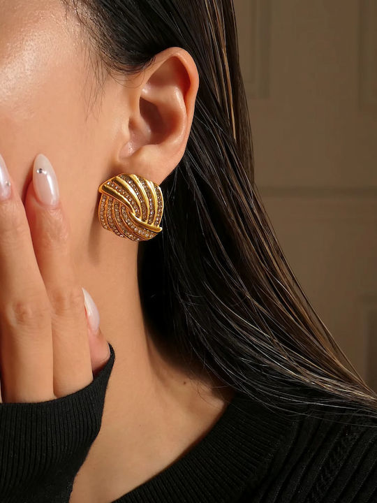 Enotia Earrings made of Steel Gold Plated with Stones