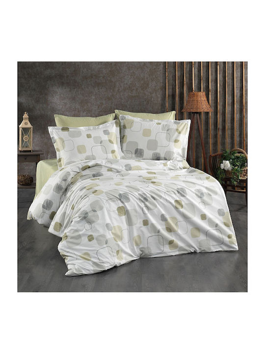 Dimcol Sheet Sets Queen 220x240cm. Melina White-olive 4pcs