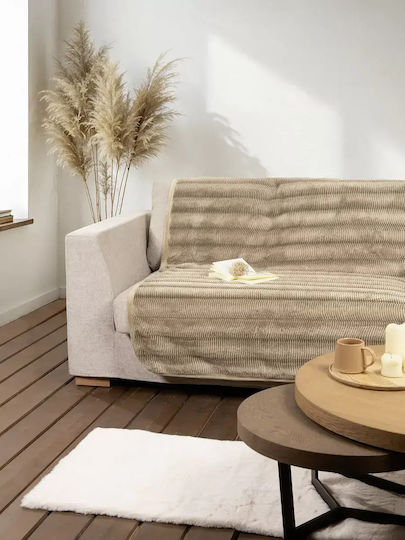 Nima Lunetta Ριχτάρι Τριθέσιου Καναπέ Γούνινο 180x300εκ. Beige 35446