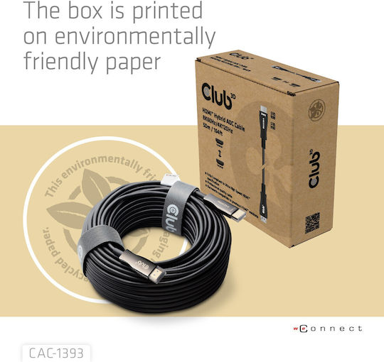 Club3D HDMI 2.1 Ultra High Speed 48Gbps 4K 120Hz HDR VRR Cable HDMI Male - HDMI Male 50m Black