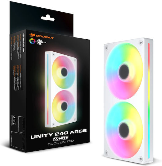 Cougar UNITY 240 Case Fan (2500rpm / 78.2cfm) με ARGB Φωτισμό και Σύνδεση 3-Pin / 4-Pin PWM Λευκό