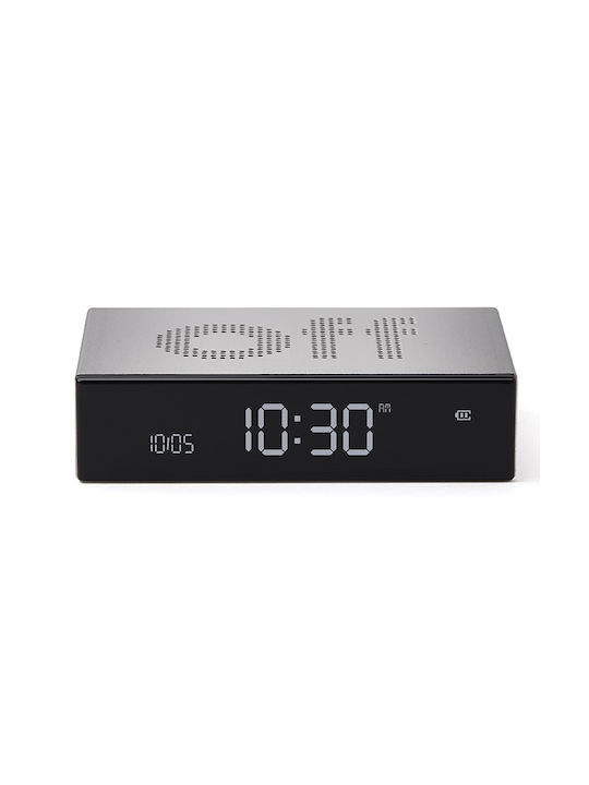 Lexon Flip Επιτραπέζιο Ρολόι LCD Πλαστικό με Ξυπνητήρι Μαύρο 94435AP