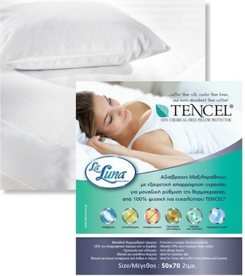 La Luna Protective Cover Single Waterproof with Skirt Tencel White 90x200+30cm