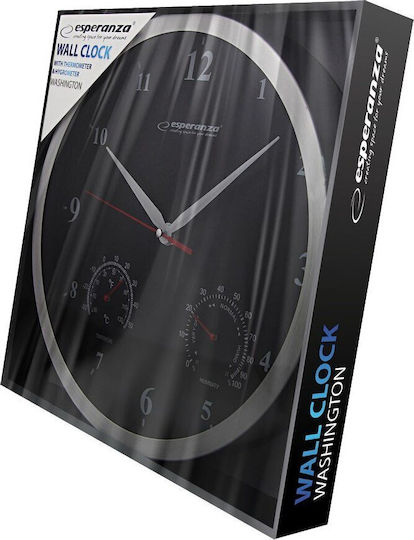 Esperanza Washington Silent Wall Clock Plastic Ø30cm Esperanza Washington Silent Wall Clock Plastic Ø30cm