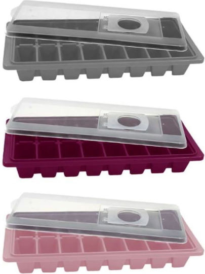 TnS Ice Tray Rectangular Plastic 12 Slots with Lid Blue 32-800-1419
