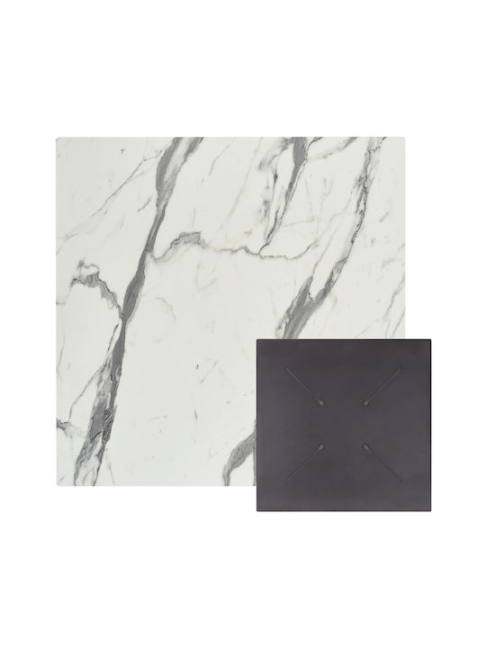 HomeMarkt Квадратна Повърхност На Масата HPL Бял Мрамор 70x70см HM5838.31