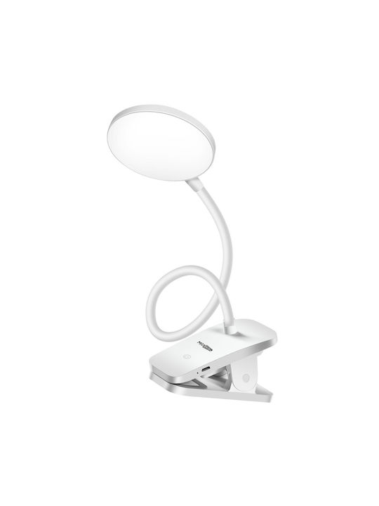 Max Excell Lampă de Birou LED Wireless cu Braț Flexibil 360° cu Clește Albă