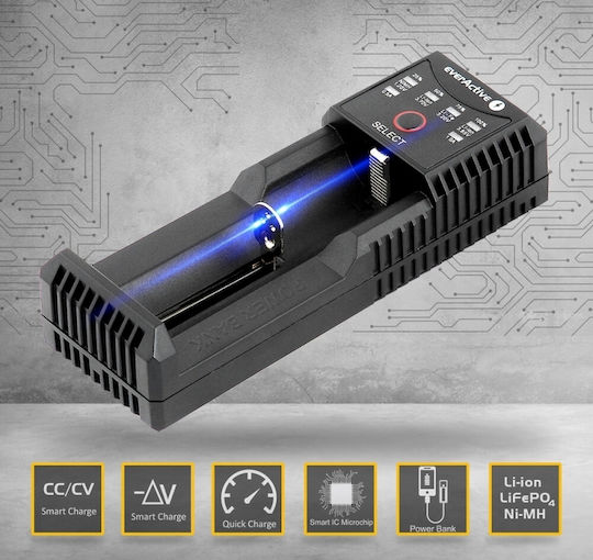everActive UC-100C Ladegerät Batterien Li-Ion/Ni-MH Größe 18650/21700/16340/26650/14500