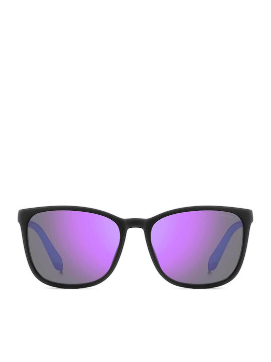 Polaroid Damen Sonnenbrille mit Schwarz Kunststoff Gestell und Schwarz Polarisiert Spiegel Linse