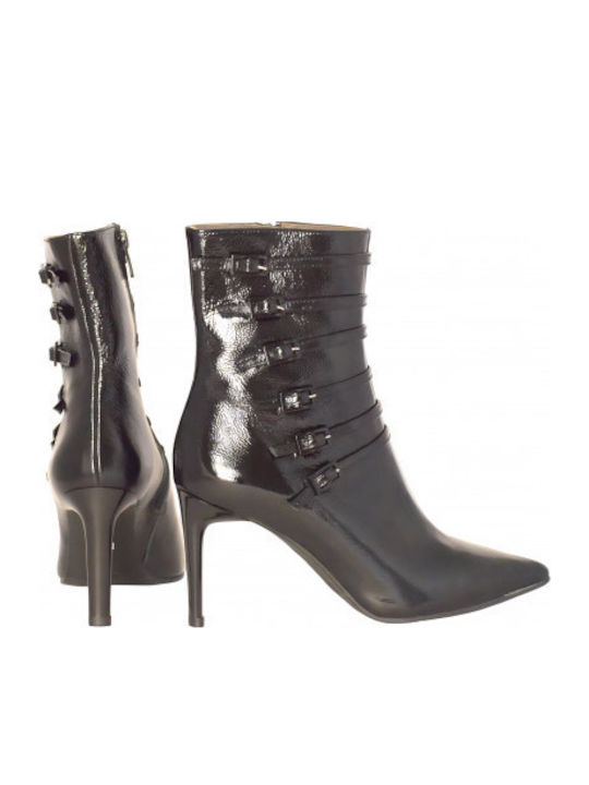 Leder Stiefeletten Damen Schwarz